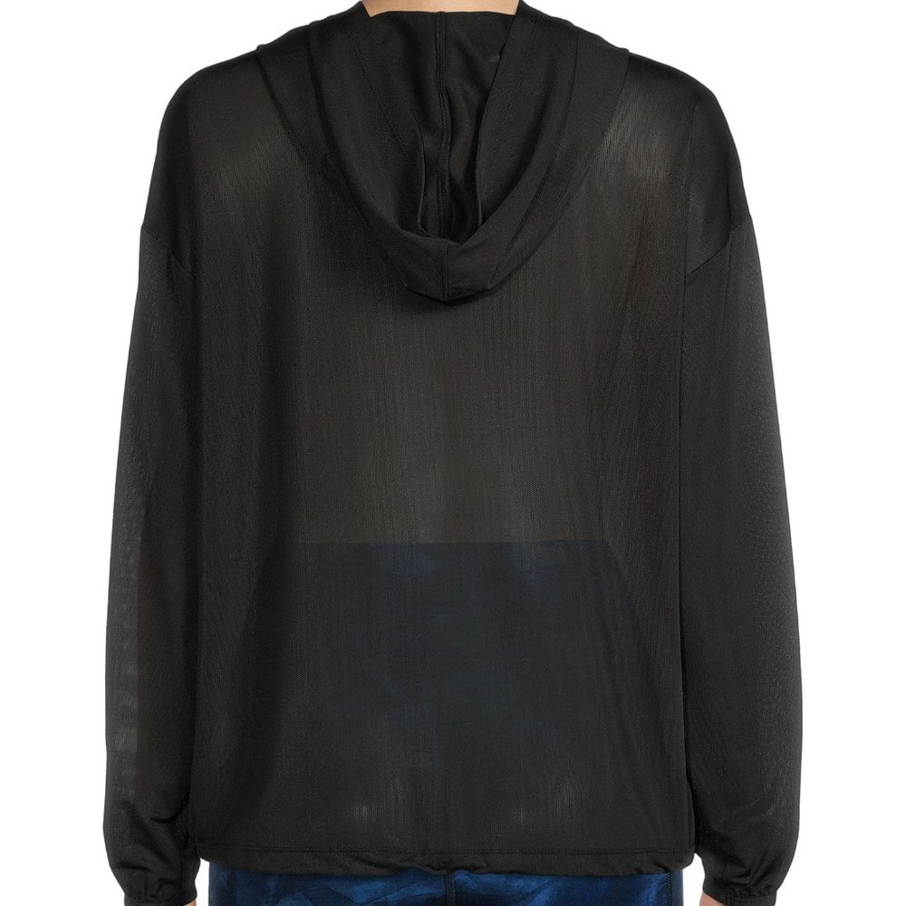 NWOT Long Sleeve Mesh Hoodie Pullover SEE Thru Black MESH Size S (4-6)